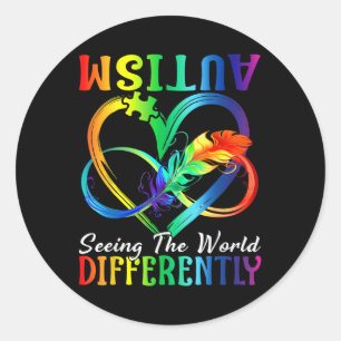 Seeing The World Differently Autism Awareness Infi Classic Round Sticker