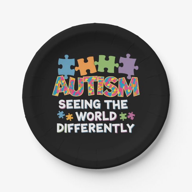 Seeing the World Differently Autism Awareness Paper Plate (Front)