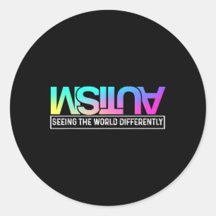 Seeing The World Differently Cute World Autism Awa Classic Round Sticker