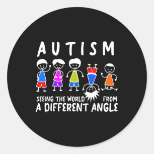 Seeing The World From A Different Angle Autism Awa Classic Round Sticker