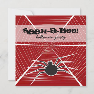 Seek-A-Boo Black Spider Web Kid's Halloween Party Invitation