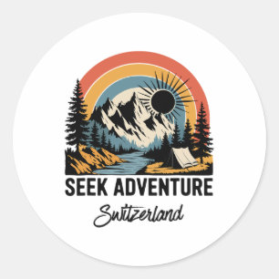 Seek Adventure Outdoor Switzerland Vacation Classic Round Sticker