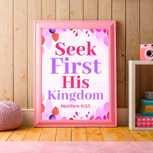 Seek first His kingdom Boho Christian Teen Girl Poster