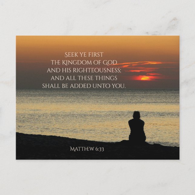 Seek First Kingdom of God, Matthew 6:33 Ocean Postcard (Front)