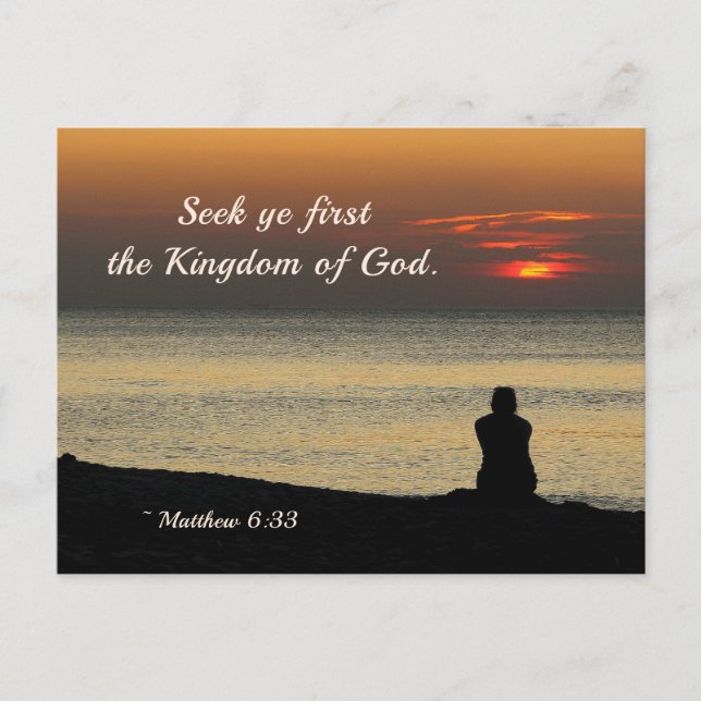 Seek First Kingdom of God, Matthew 6:33 Ocean Postcard (Front)