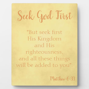 Seek God First Gold Parchment Plaque