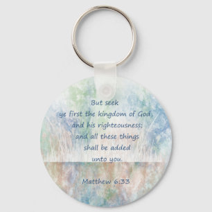 Seek God's Kingdom Scripture Matthew Inspirational Key Ring