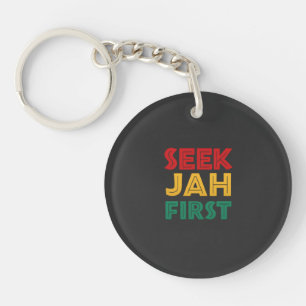Seek Jah First Rastafarian Reggae Rasta Colors Key Ring