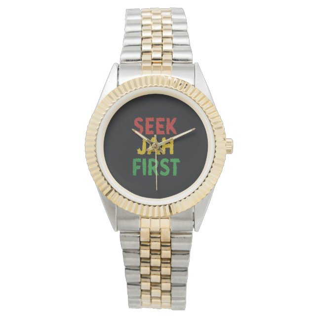 Seek Jah First Rastafarian Reggae Rasta Colors Watch (Front)