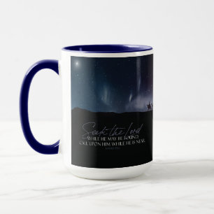SEEK JESUS Magi Bethlehem Star Navy Christmas Mug