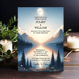 Seek Mountain Lakeside Forest Outdoor Lake Wedding Invitation