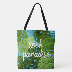 Seek Paradise Hawaiian Monstera Leaf Tropical Cool Tote Bag