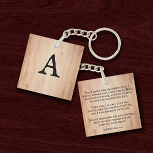 Seek The Lord Jeremiah Verse Christian Monogram Key Ring
