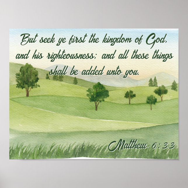 Seek Ye First the Kingdom Winter Tree Landscape Poster (Front)