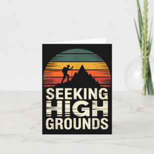 Seeking high grounds retro sunset mountaineer men card