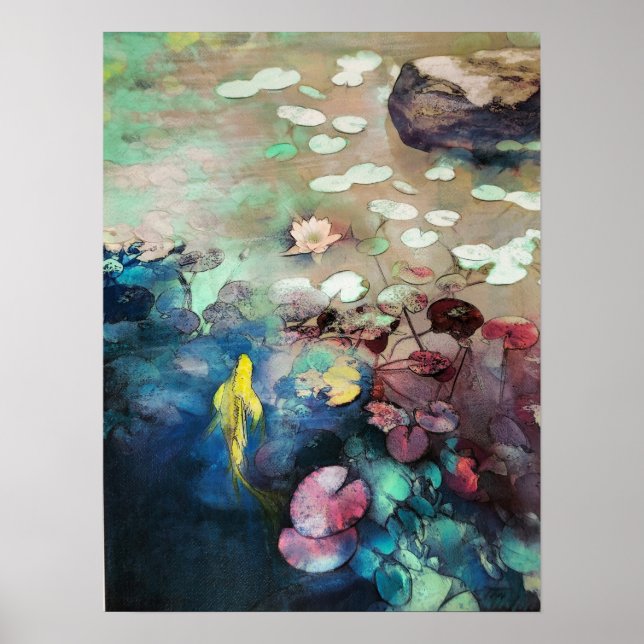 Seeking light, Koi wall art, poster, Koi art, Koi Poster (Front)