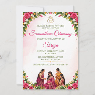 Seemantham Indian Baby Shower Invitation Card