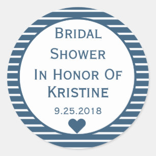 Seersucker Blue Bridal Shower Customisable Sticker