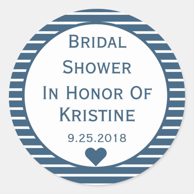 Seersucker Blue Bridal Shower Customisable Sticker (Front)