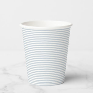 Seersucker blue white stripe preppy baby shower paper cups