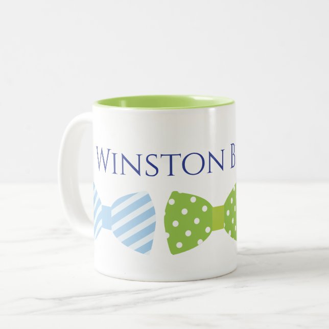 Seersucker Bow Tie Personalised Mug (Front Left)