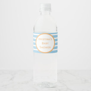 Seersucker Striped Baby Shower Water Bottle Label