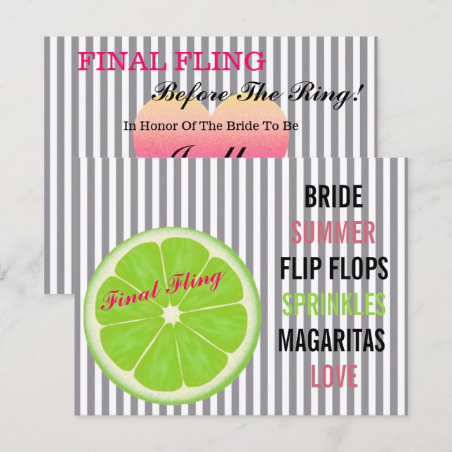 Seersucker Summer Bride Sprinkle Party Invitation (Front/Back)