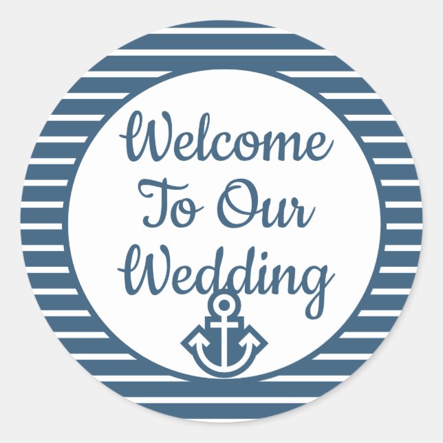 Seersucker Welcome To Our Wedding Sticker (Front)