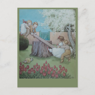 Seesaw Margery Daw nursery rhyme Postcard