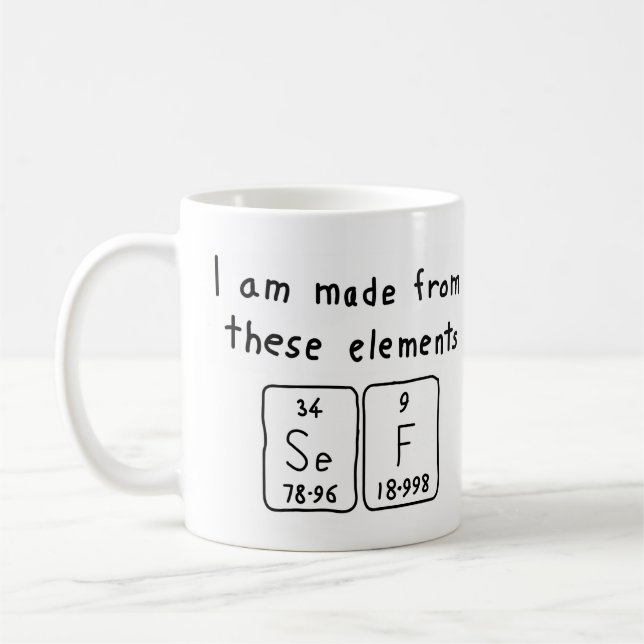 Sef periodic table name mug (Left)