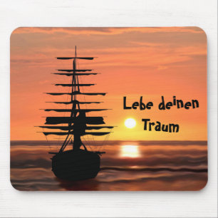 Segelschiff mit Sonnenaufgang Mauspad Mouse Mat