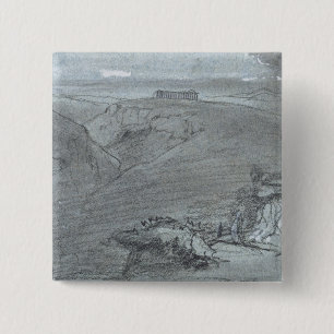 Segesta, from 'Views of Sicily' (chalk & gouache o 15 Cm Square Badge