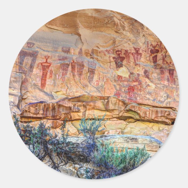 Sego Canyon Indian Pictographs - Utah Classic Round Sticker (Front)