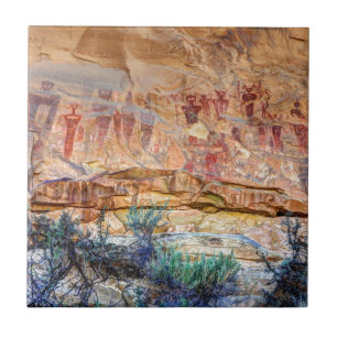 Sego Canyon Indian Pictographs - Utah Tile