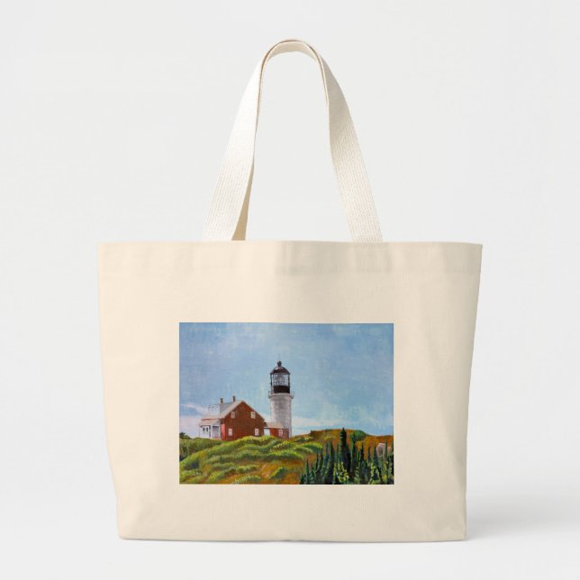 Seguin Island Lighthouse Large Tote Bag (Front)