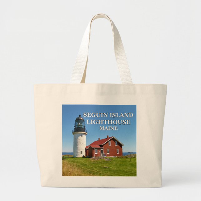 Seguin Island Lighthouse, Maine Jumbo Tote Bag (Front)