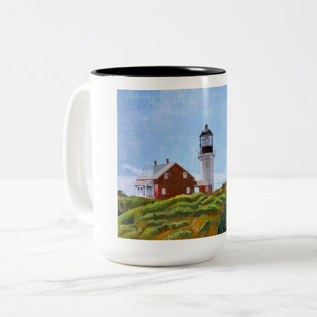 Seguin Island Lighthouse Two-Tone Coffee Mug (Front Left)