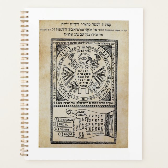 Segula, Amulet. Sefer Shaar HaYechudim. Kabbalah Planner (Front)