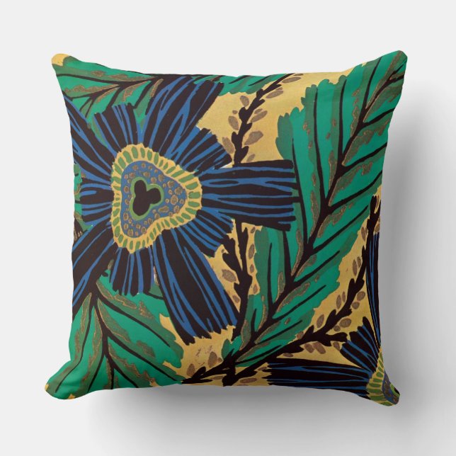 Séguy’s Art Deco Blue Flower Cushion (Front)