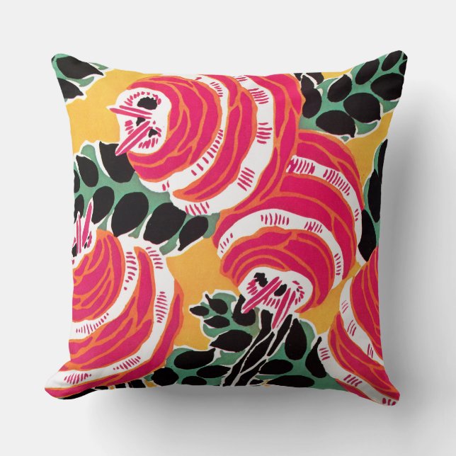 Séguy’s Art Deco Pink and White Flower Cushion (Front)