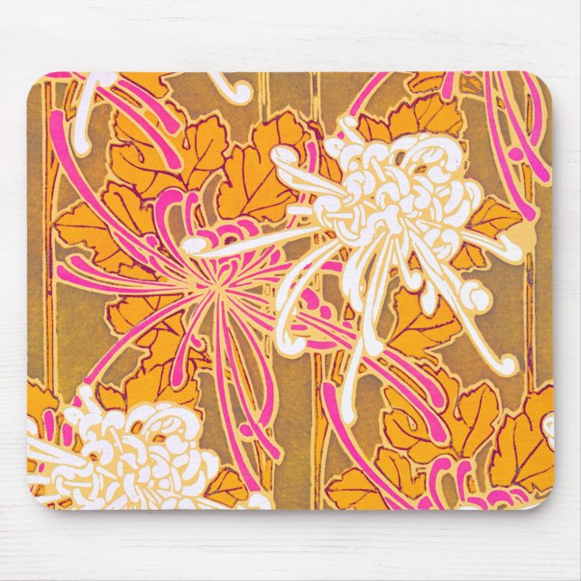 Séguy’s Art Deco Pink and White Flowered Mouse Mat (Front)