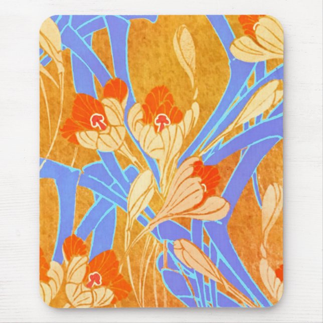 Seguy's Art Deco Orange Flowers - Mousepad (Front)
