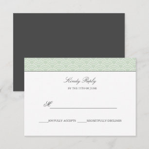 Seigaiha   Dusty Green Japanese wave wedding rsvp