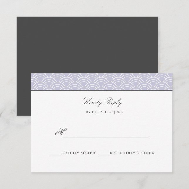 Seigaiha | Dusty Lilac Japanese wave wedding rsvp (Front/Back)