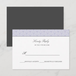Seigaiha Dusty Lilac Japanese wave wedding rsvp Card