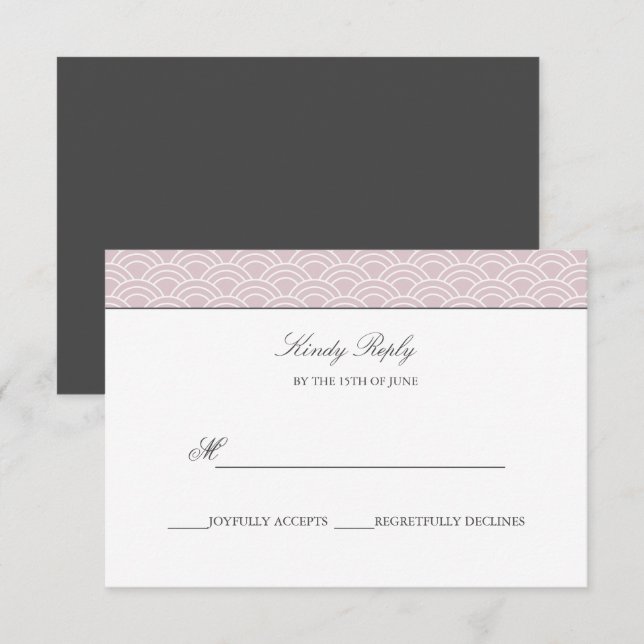 Seigaiha | Dusty Rose Japanese wave wedding rsvp (Front/Back)
