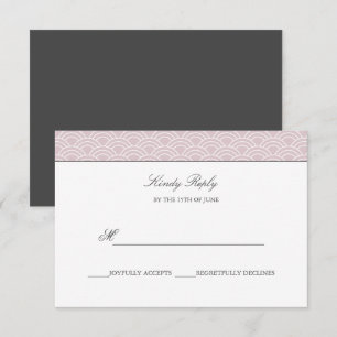 Seigaiha Dusty Rose Japanese wave wedding rsvp Card