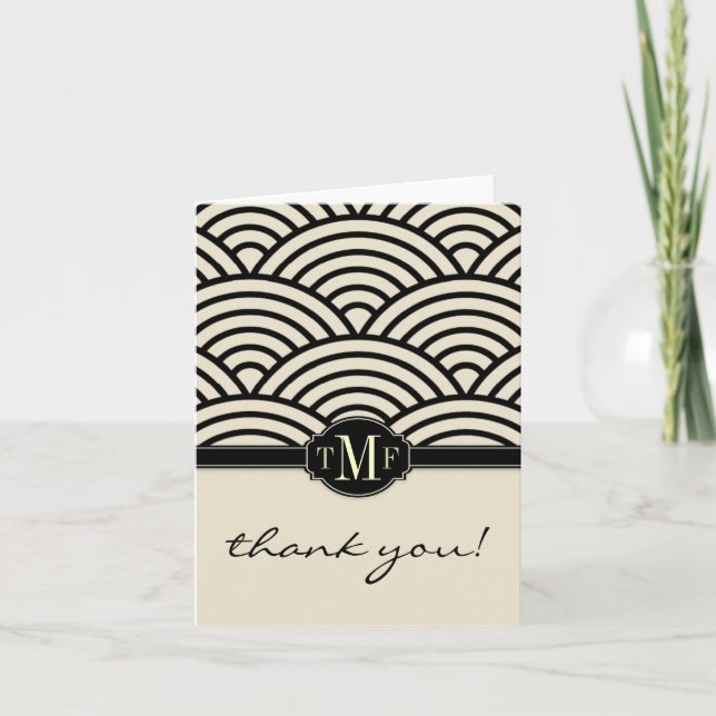 Seigaiha Monogram Thank You Cards (Front)