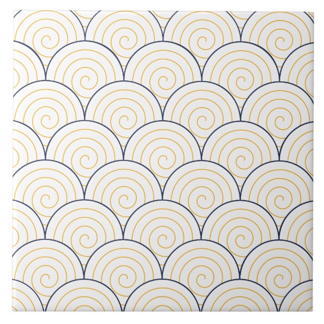 Seigaiha Seamless Pattern  Ceramic Tile (Front)