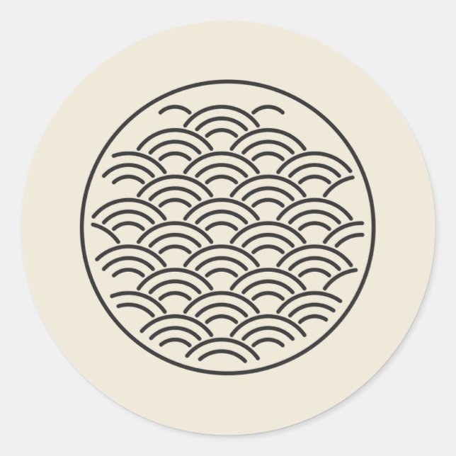 Seigaiha Wave Pattern Circle Minimal Art Classic Round Sticker (Front)